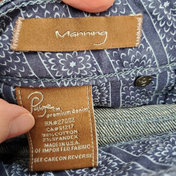 Paige Jeans Womens 28 (32x28) Blue Jean Premium Denim Manning Low Rise Flare - Picture 9 of 11